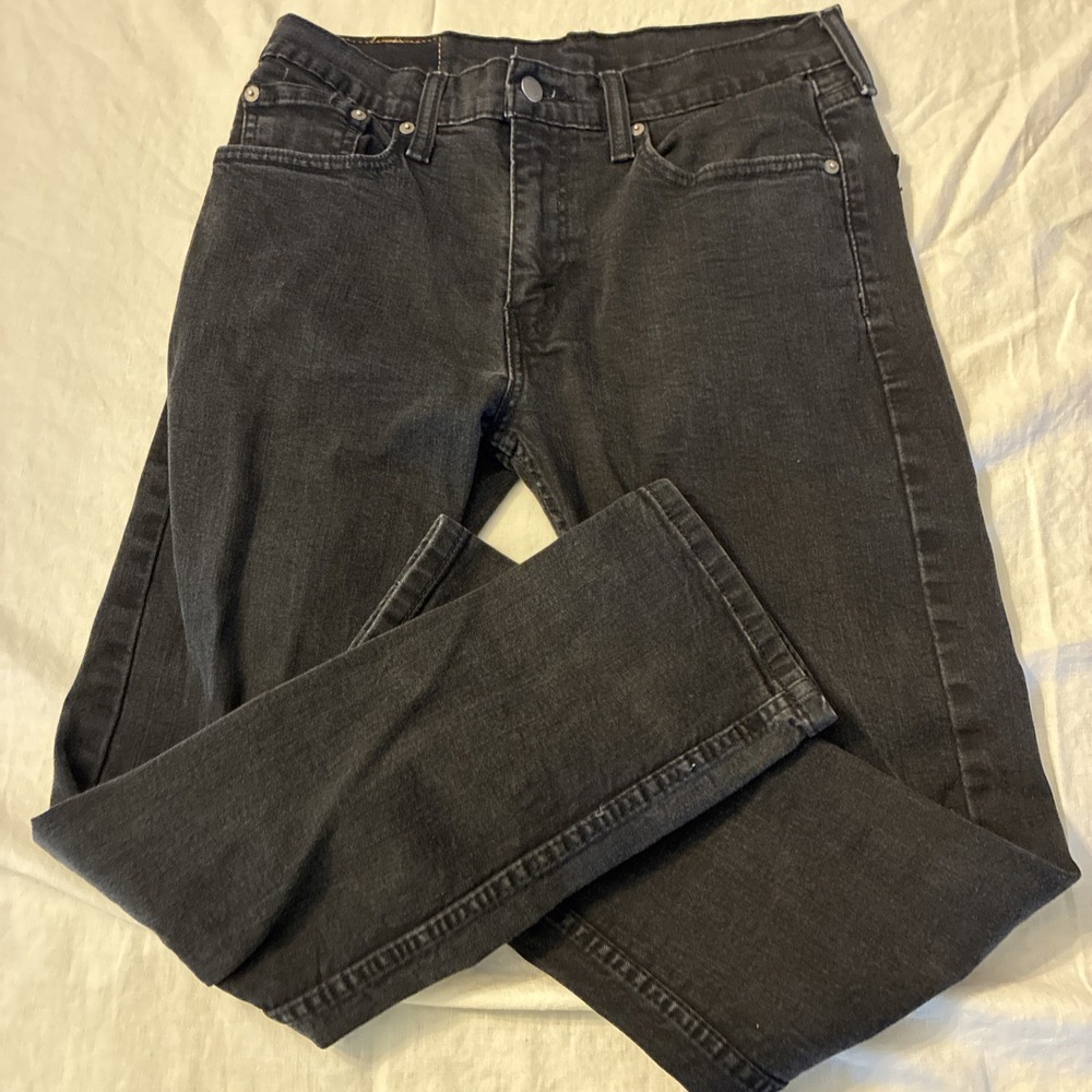 Levis Jeans Mens 31x30 Black 502 Regular Taper Stretch Zip Fly Flex Denim Pants